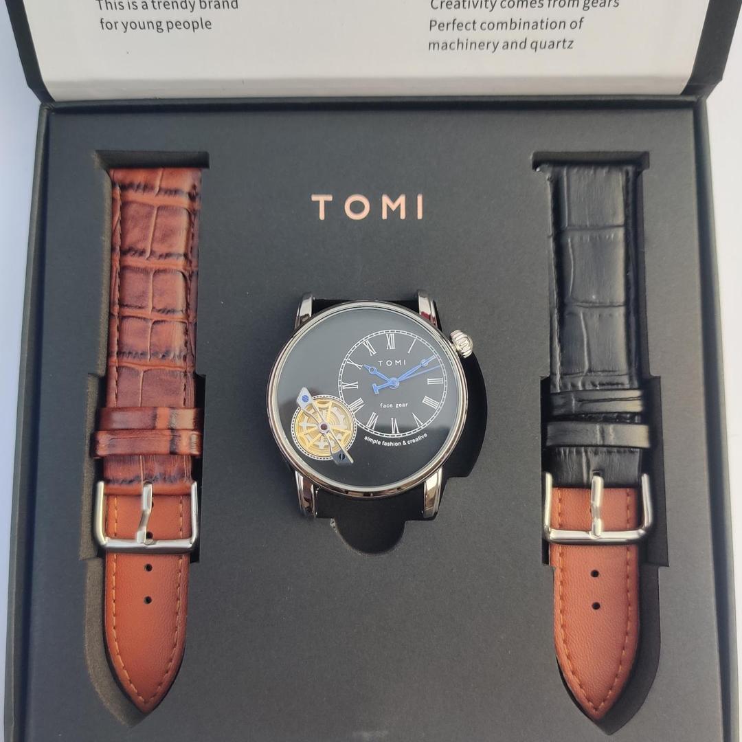 Men's Quartz Watch Set - 3 Pcs with 2 Straps